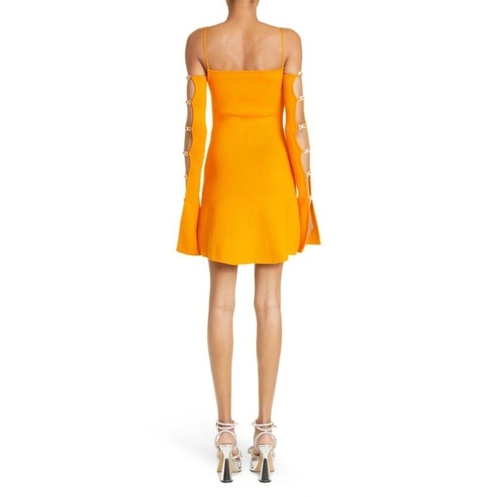 Mach & Mach Amelie Crystal Bow Ribbed Cold Shoulder Sweater Dress Large New - Picture 3 of 15